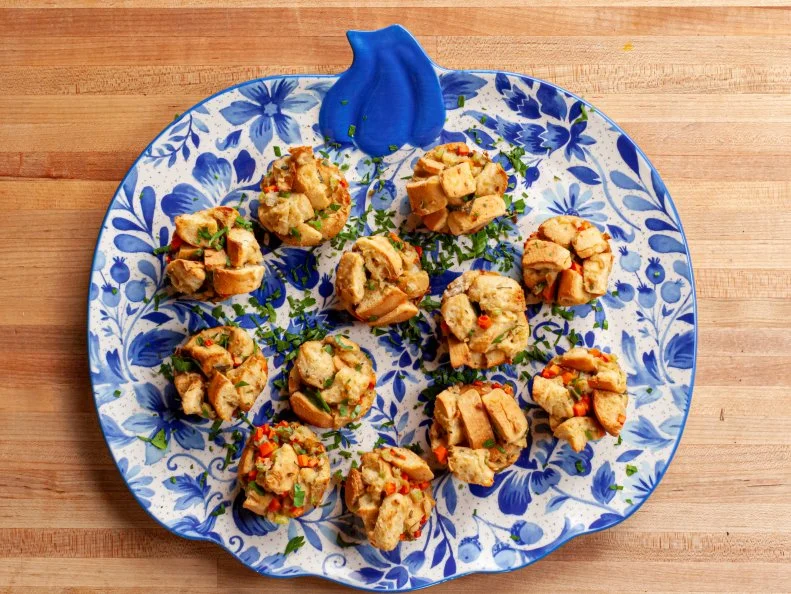 Close-up of Stuffing Muffins, as seen on The Pioneer Woman, season 32.