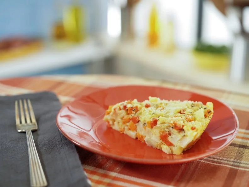 Roasted Autumn Vegetable Clafoutis Beauty, as seen on The Kitchen, Season 32.