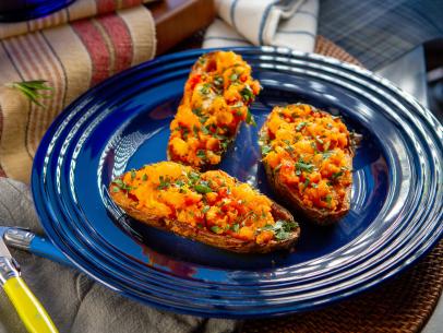 Brooke Williamson’s Twice-Baked Potatoes Stuffed with Lobster, as seen on Guy’s Ranch Kitchen Season 6.