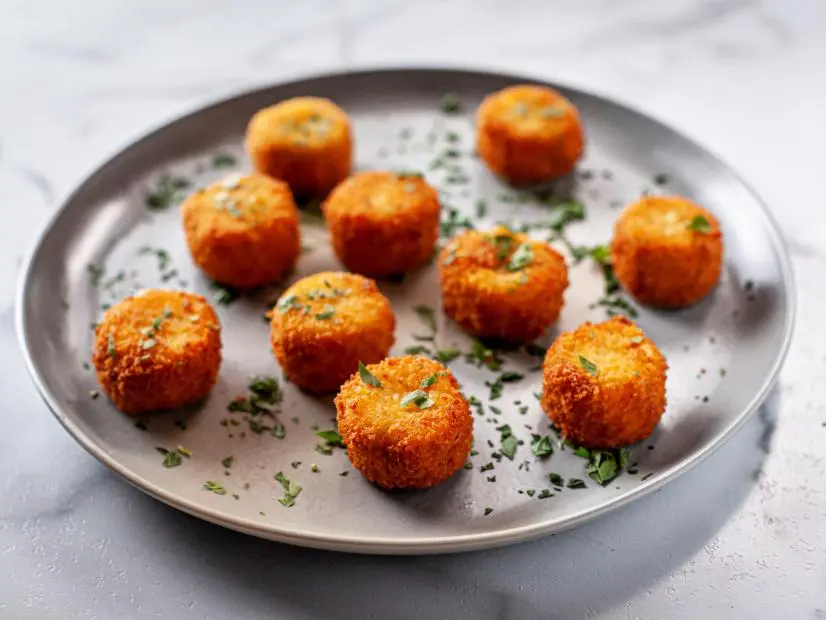 Close-up of Loaded Potato Croquettes, as seen on The Pioneer Woman, season 32.