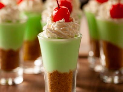Close-up of Pistachio Pudding Shooters, as seen on The Pioneer Woman, season 32.