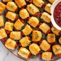 Close-up of Pigs In Blankets with Cranberry Mustard, as seen on The Pioneer Woman, season 32.