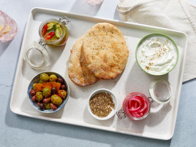 Za'atar Pita with Garlic Labneh Recipe | Food Network