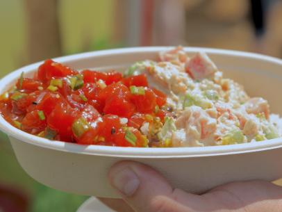 The Sweet Heat Poke bowl as served at the Big Island Kine food truck at the Humboldt County Fair in Ferndale, California, as seen on Triple D Nation, Season 4.