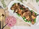 Overhead of grilled chicken, as seen on The Kwanzaa Menu.