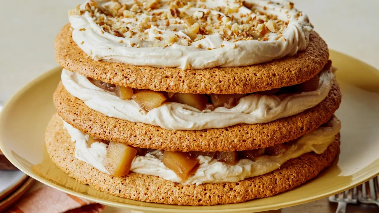 Apple-Tahini Dacquoise Cake