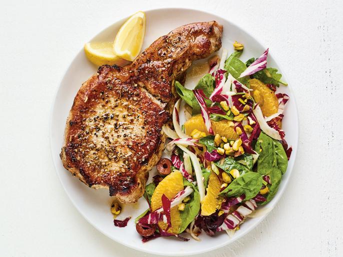 Pork Chops with Sicilian Salad Recipe | Food Network Kitchen | Food Network