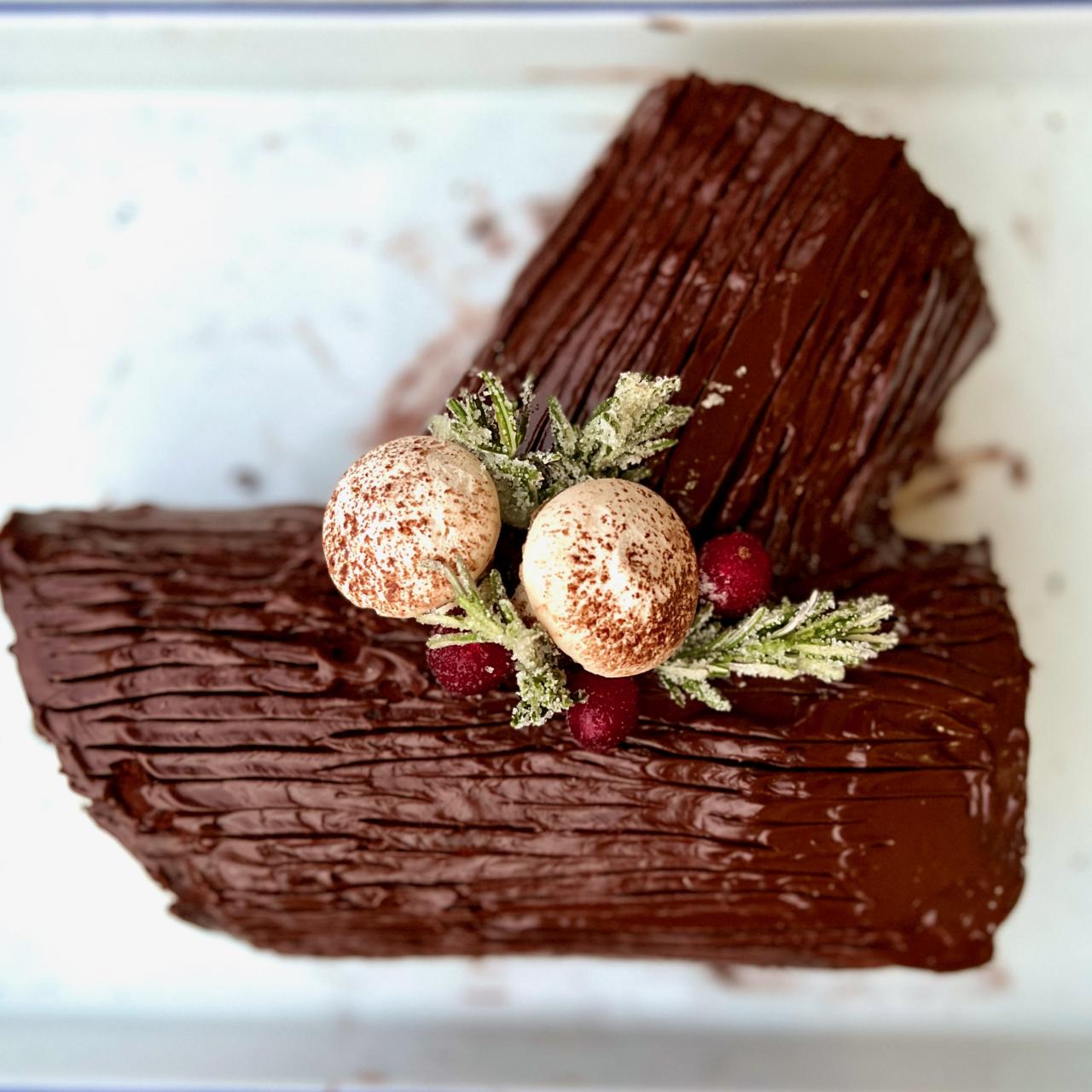 Buche de Noel Chocolate Yule Log Cake - Sugar and Soul