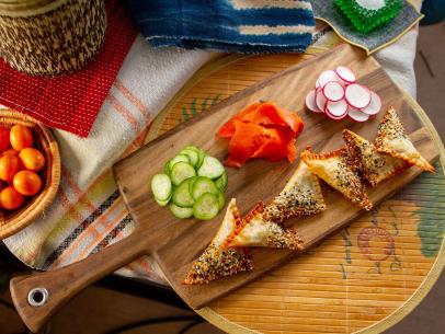 Aarti Sequeira’s “Everything Bagel" Samosa Bar, as seen on Guy's Ranch Kitchen Season 6.