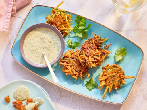 Veggie Pakoras with Spicy Cilantro Chutney Recipe | Food Network