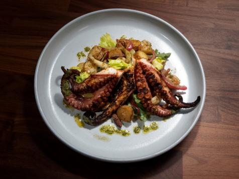 Grilled Octopus with a Warm Potato Salad, Smoked Paprika and Capers