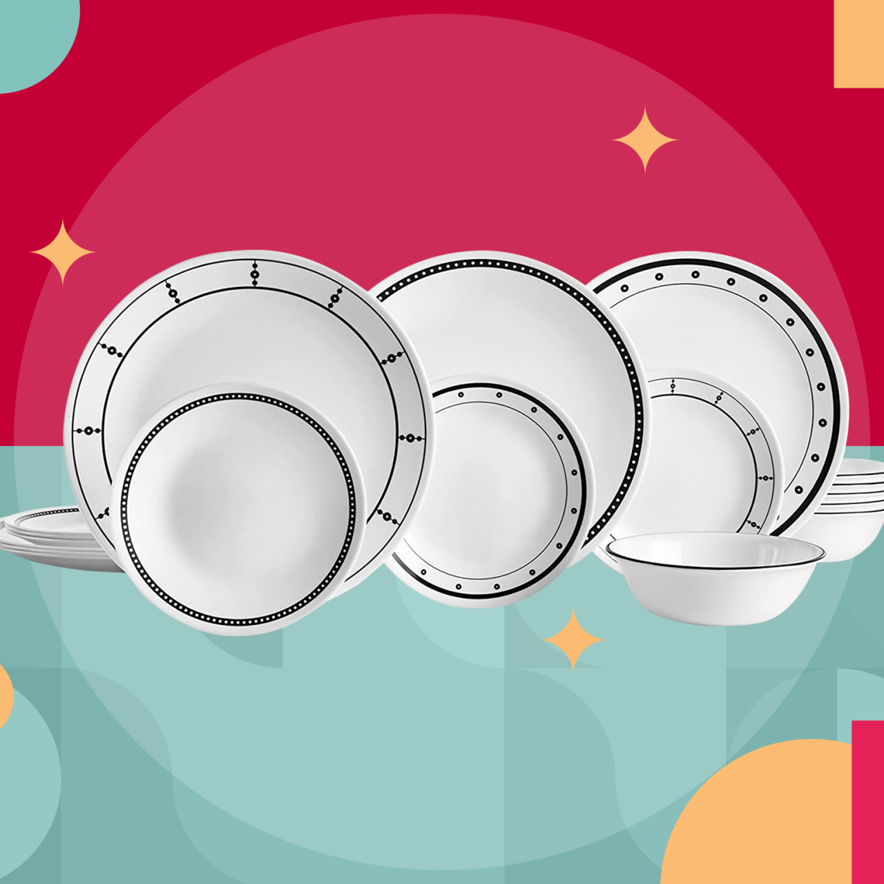 18-Piece Porcelain Dinnerware Set – Service For 6, Modern Striped Design, Microwave & Dishwasher Safe