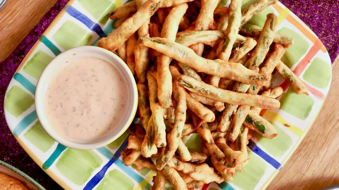green beans with ranch dressing Air Fried Green Beans Fries with Wasabi Ranch Dip