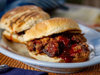 Christian Petroni’s Bison Meatloaf Burgers, as seen on Guy's Ranch Kitchen Season 6.