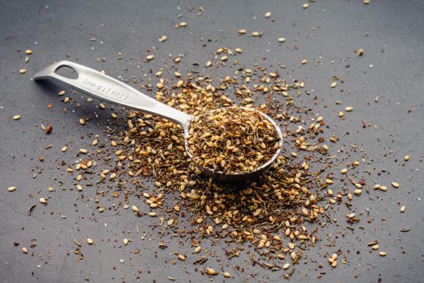 A traditional Middle Eastern spice blend in a measuring spoon
