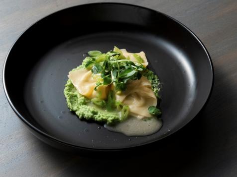 La Tur Cappelletti with Pea Purée and Pea Tendrils