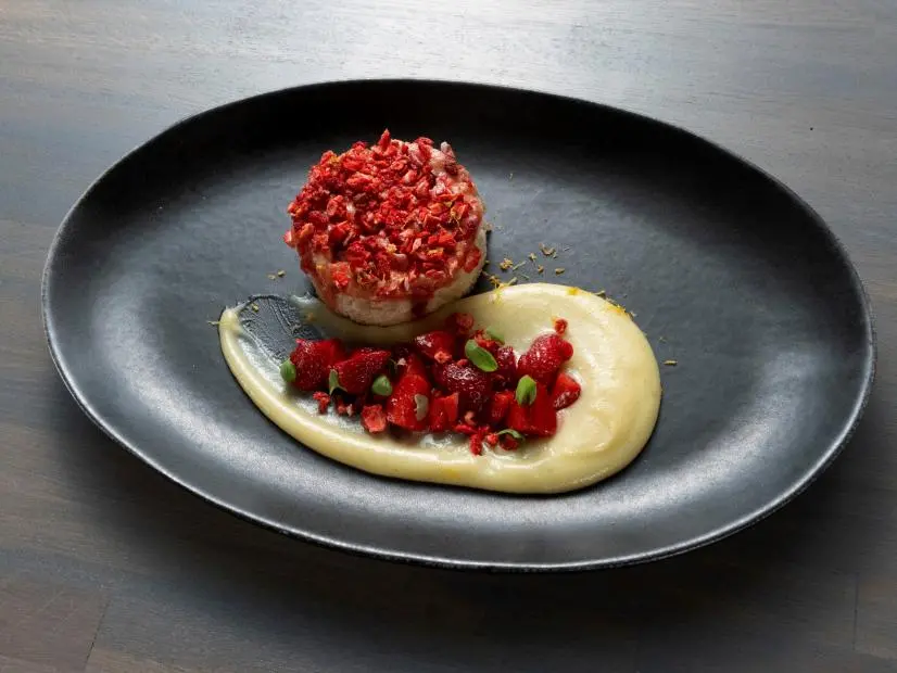 Red team recruit Nick Trawick’s third course finale dish is displayed, as seen on Worst Cooks in America, Season 25.