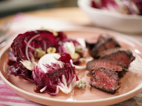 Cocoa-Rubbed Hanger Steaks with Balsamic Radicchio Salad