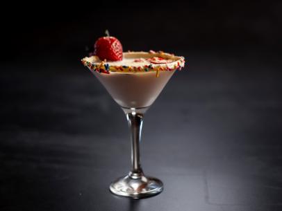 Close-up of White Chocolate Strawberry Martini, as seen on The Pioneer Woman, season 33.