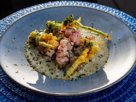 Amberjack with Shiso Aioli and Tempura Broccolini