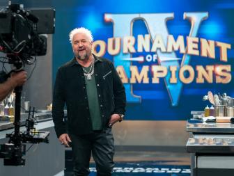 Behind the scenes as Host Guy Fieri introduces the Tournament of Champions, as seen on Tournament of Champions, Season 4.