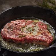 Pan Searing Beef Eye Rib Steak with Garlic, Butter and Thyme