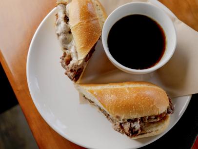 French Dip as served by Southwood Kitchen, located in Daphne, Alabama, as seen on Food Network's Diners Drive-Ins and Dives, Season 38