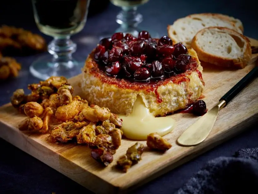 Camembert with Cranberry Jam and Spiced Nuts Recipe | Food Network