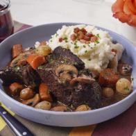 Geoffrey Zakarian's Beef Bourguignon and Sunny Anderson's Creamy Mashed Potatoes Beauty, as seen on The Kitchen, Season 35.