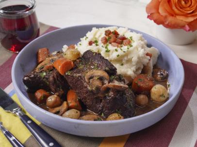 Geoffrey Zakarian's Beef Bourguignon and Sunny Anderson's Creamy Mashed Potatoes Beauty, as seen on The Kitchen, Season 35.