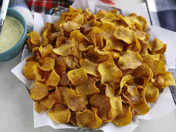 Sweet Potato Chips With Sweet And Spicy Mustard Sauce Recipe Kardea Brown Food Network 1366