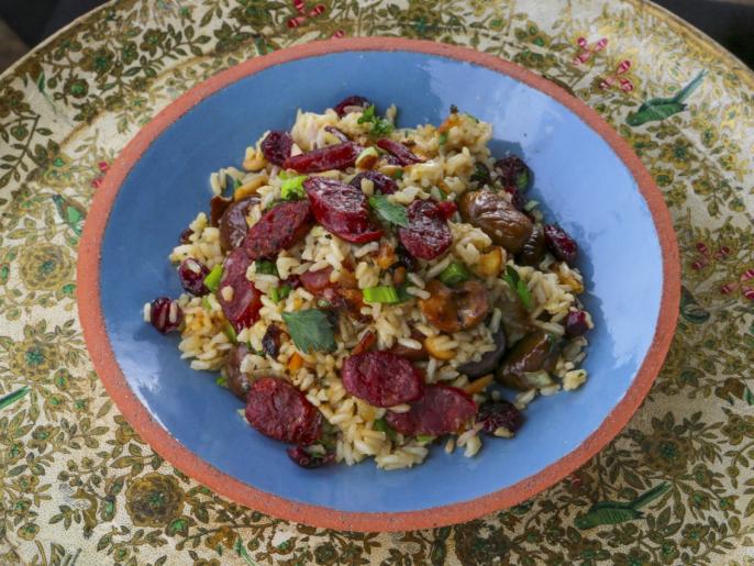 Chinese Sausage and Chestnut Rice Dressing Recipe Jet Tila Food Network