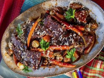 Adam Sobel’s Horseradish & Red Wine Braised Short Ribs, as seen on Guy's Ranch Kitchen.