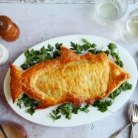 A recipe from Food Network Kitchen for Loup en Croute, inspired by Paul Bocuse.