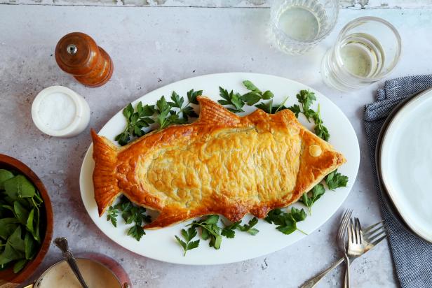 A recipe from Food Network Kitchen for Loup en Croute, inspired by Paul Bocuse.