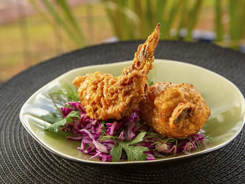 Joe Sasto’s Yuzu Pepper Chicken Wings & Red Cabbage Fennel Slaw, as seen on Guy's Ranch Kitchen.