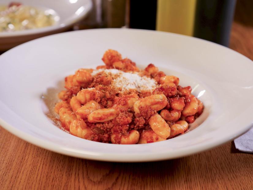 Gnocchi with Ragu Calabrese prepped by Chef Massimo at Italian Corner in East Providence, Rhode Island, as seen on Food Network’s Triple-D Nation, Season 5
