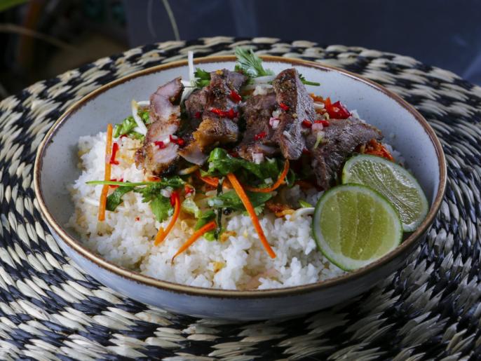 Lemongrass Pork Over Broken Rice Recipe Jet Tila Food Network