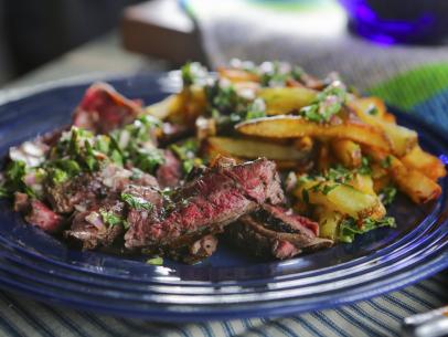 Nate Appleman’s Chimichurri Skirt Steak with Fries, as seen on Guy's Ranch Kitchen