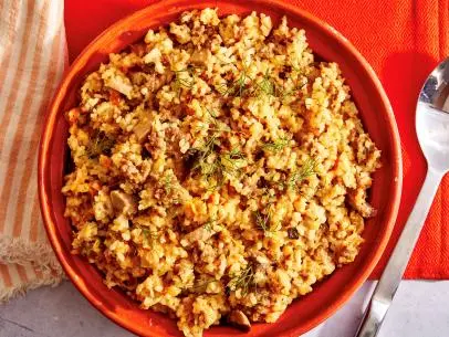 Lazy Sausage Mushroom and Sweet Potato Rice