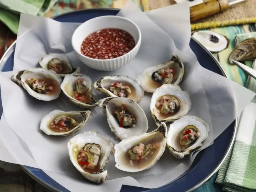 Kardea Brown's Roasted Oysters with Thai Chili Mignonette.