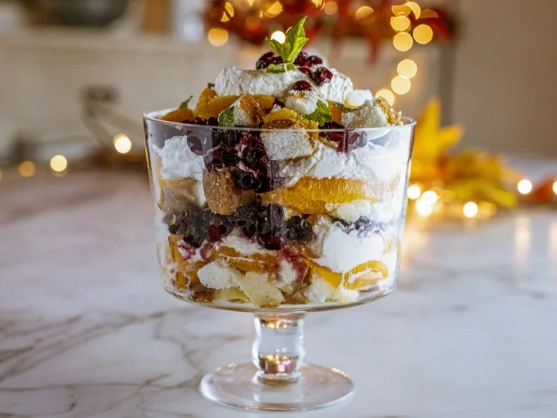 Close-up of Cranberry Orange Trifle
