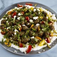 Close-up of Herby Mediterranean Meatballs