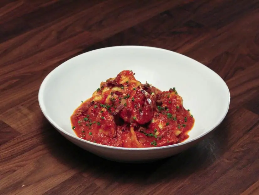 Main Dish Ricotta Guacialle Tortellini with Tomato, as seen of this season of Worst Cooks in America Season 27.