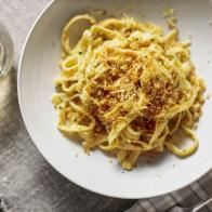 Close-up of Fresh Fettucine with Anchovy Butter
