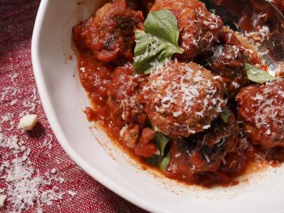 Geoffrey Zakarian's Classic Meatballs with Tomato Sauce Beauty, as seen on The Kitchen, Season 36.