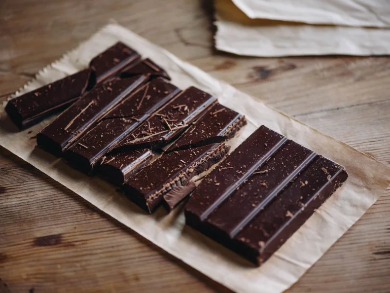 Rustic homemade dark chocolate
