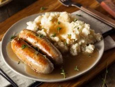 Homemade Bangers and Mash with Herbs and Gravy