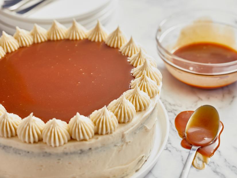 Close up of Beer Carmel Sauce on a cake, as seen on Mary Makes It Easy, season 2.