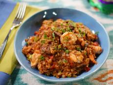 To me, jambalaya is one of the three main dishes in New Orleans that happily involve rice. There&rsquo;s gumbo, a nice stew served poured over or aside rice, and etouff&eacute;e which has a bit of a thicker sauce. Jambalaya stands apart from those two in that it&rsquo;s made all in one pot, rice included. This is simple cooking &mdash; you can add shrimp at the end, as here, but I often do not and instead use this recipe to clean out the meat section of my refrigerator. I can also admit to sometimes using rotisserie chicken or pork chops in place of the meat here. Whatever works, works!